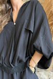 Basso Button Drape Batwing Shirt Black